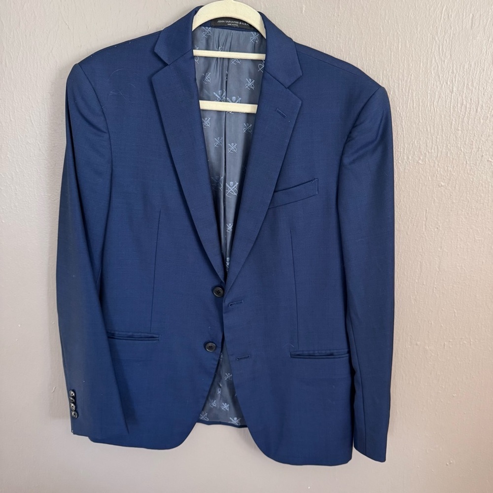 John Varvatos Bleecker Tailored Blazer Blue Wool Sport Coat Size 38S